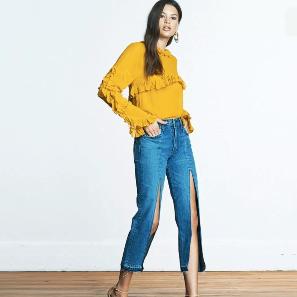 Boyish Quincy High Waist Straight Crop Split Jeans